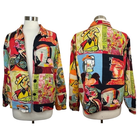 Vintage Jackets & Blazers - KAKTUS Vintage Abstract Picasso Print Jacket size L